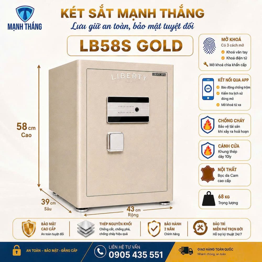 Két sắt thông minh Liberty LB58S gold