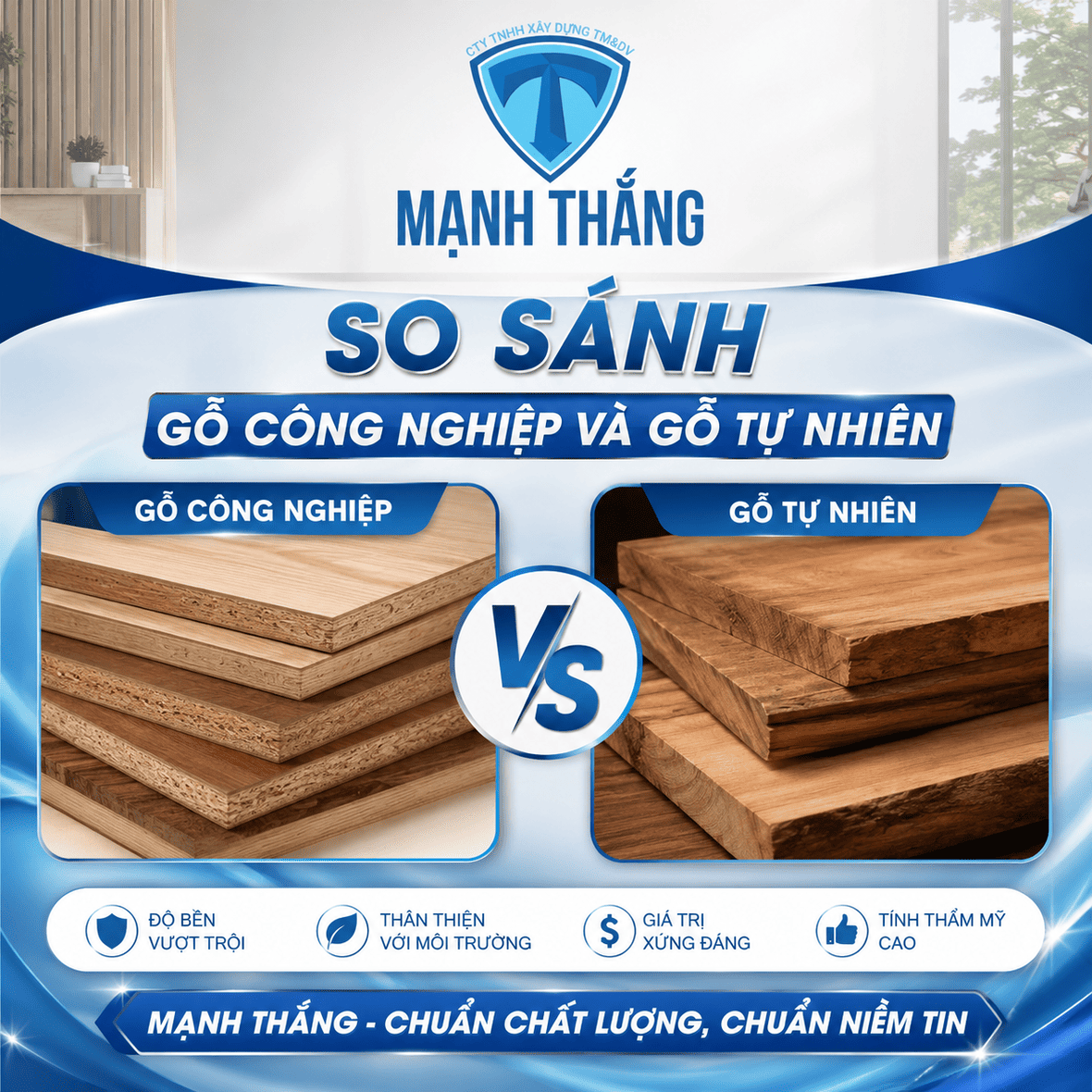 So sánh gỗ công nghiệp và gỗ tự nhiên: Ưu nhược điểm gỗ công nghiệp