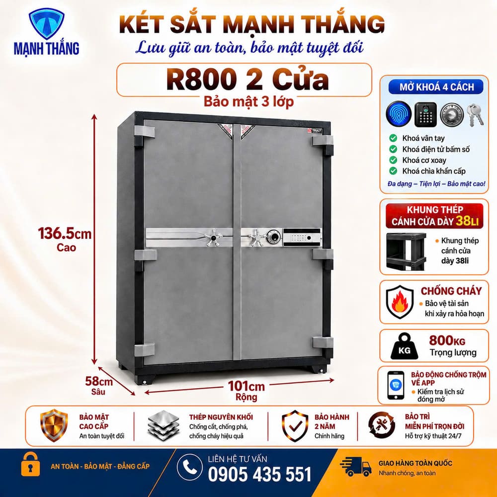 Két sắt Rise R800 vân tay